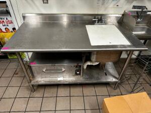 DESCRIPTION 5' X 30" ALL STAINLESS TABLE W/ RIGHT SIDE PREP SINK. SIZE 5' X 30" LOCATION KITCHEN QTY 1