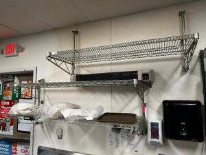 DESCRIPTION (3) ASSORTED WALL MOUNTED WIRE SHELVES THIS LOT IT: ONE MONEY LOCATION KITCHEN QTY 1