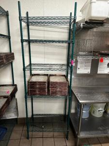 DESCRIPTION 30" X 18" FIVE TIRE COATED WIRE SHELF ADDITIONAL INFORMATION CONTENTS ARE NOT INCLUDED SIZE 30" X 18" LOCATION KITCHEN QTY 1