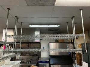 DESCRIPTION (2) 60" X 18" TWO TIER CEILING MOUNTED WIRE SHELVING RACKS. THIS LOT IT: SOLD BY THE PIECE LOCATION KITCHEN QTY 2