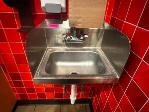 DESCRIPTION WALL MOUNTED STAINLESS HAND SINK. ADDITIONAL INFORMATION W/ TOWEL AND SOAP DISPENSERS LOCATION FRONT QTY 1