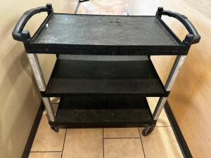 DESCRIPTION THREE TIER BLACK PLASTIC UTILITY CART LOCATION FRONT QTY 1