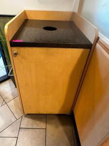 DESCRIPTION 24" X 30" TRASH CAN ENCLOSURE W/ COMPOSITE TOP. SIZE 34" X 30" LOCATION FRONT QTY 1