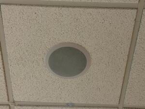 DESCRIPTION (6) 10" CEILING TILE RECESSED SPEAKERS. THIS LOT IT: SOLD BY THE PIECE LOCATION FRONT QTY 6