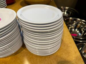 DESCRIPTION (36) 7.5" PLASTIC PLATES THIS LOT IT: SOLD BY THE PIECE SIZE 7.5" LOCATION FRONT QTY 36