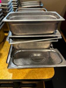 DESCRIPTION (4) ASSORTED STAINLESS INSERTS W/ LIDS. THIS LOT IT: ONE MONEY LOCATION FRONT QTY 1