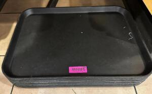 DESCRIPTION (6) LARGE BLACK PLASTIC FOOD TRAYS THIS LOT IT: SOLD BY THE PIECE LOCATION FRONT QTY 6