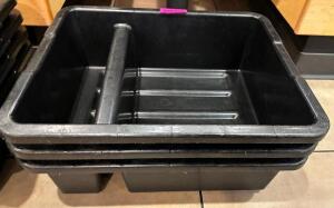 DESCRIPTION (3) BLACK PLASTIC BUS TUBS THIS LOT IT: SOLD BY THE PIECE LOCATION FRONT QTY 3