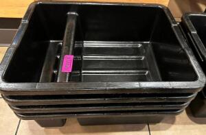 DESCRIPTION (4) BLACK PLASTIC BUS TUBS THIS LOT IT: SOLD BY THE PIECE LOCATION FRONT QTY 4