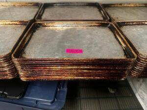 DESCRIPTION (24) HALF SIZE SHEET PANS THIS LOT IT: SOLD BY THE PIECE SIZE HALF SIZE KITCHEN LOCATION KITCHEN QTY 24