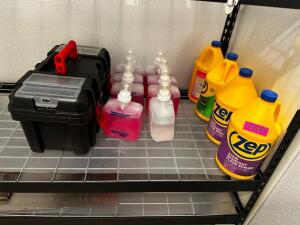 DESCRIPTION CONTENTS OF SINGLE SHELF - ASSORTED CLEANER AND CHEMICAL THIS LOT IT: ONE MONEY LOCATION FRONT QTY 1