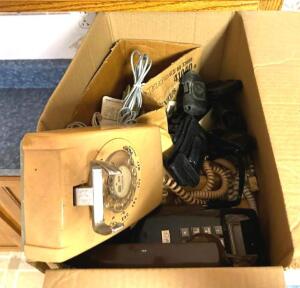 BOX OF VINTAGE PHONES AND PARTS