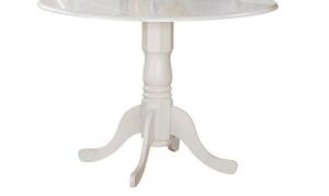 DUBLIN ROUND TABLE WITH DROP LEAVES IN LINEN WHITE