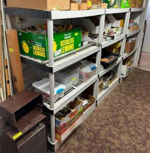 (3) 4-TIER PLASTIC SHELVING UNITS