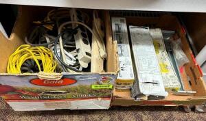 ASSORTED ELECTRICAL WIRE AND OUTLET STRIPS