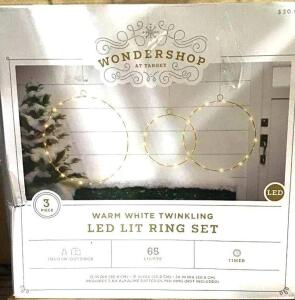 WARM WHITE TWINKLING LED LIT RING SET