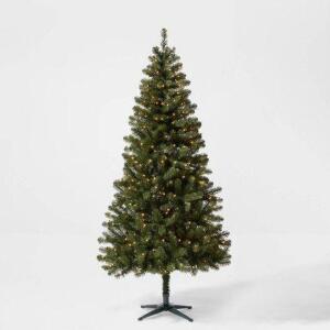 7FT PRE-LIT ARTIFICIAL CHRISTMAS TREE ALBERTA SPRUCE CLEAR LIGHTS