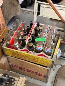 (3) - CASES OF VINTAGE SODA BOTTLES WITH (2) - CRATES