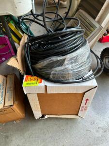 LARGE BOX OF ASSORTED BLACK PLASTIC TUBING