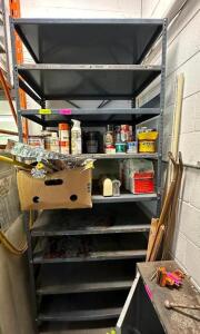 METAL SHELVING UNIT WITH CONTENTS