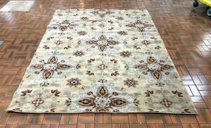 130" BROWN AND BLUE FLORAL DESIGN AREA RUG