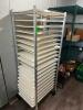 DESCRIPTION WINHOLT TWENTY PAN TRAY RACK W/ PLASTIC DOUGH SHEET. BRAND / MODEL: WINHOLT AL-1820BKD/HD/PO LOCATION WALK IN QTY 1