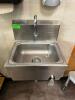 DESCRIPTION ADVANCE TABCO STAINLESS WALL SINK W/ KNEE PEDALS ADDITIONAL INFORMATION W/ TOWEL AND SOAP DISPENSERS. LOCATION FRONT QTY 1 - 2