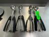 DESCRIPTION (4) STAINLESS FRUIT SCOOPS. THIS LOT IS: SOLD BY THE PIECE LOCATION FRONT QTY 4