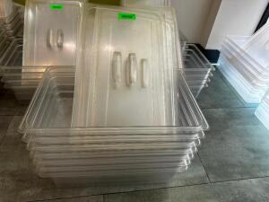 DESCRIPTION (6) FULL SIZE PLASTIC INSERTS W/ LIDS. THIS LOT IS: SOLD BY THE PIECE SIZE 4" DEEP LOCATION FRONT QTY 6