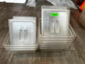 DESCRIPTION (10) 1/2 SIZE SIZE PLASTIC INSERTS W/ LIDS. THIS LOT IS: SOLD BY THE PIECE SIZE 4" DEEP LOCATION FRONT QTY 10