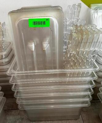 DESCRIPTION (6) 1/3 SIZE SIZE PLASTIC INSERTS W/ LIDS AND DRAIN INSERTS. THIS LOT IS: SOLD BY THE PIECE SIZE 6" DEEP LOCATION FRONT QTY 6