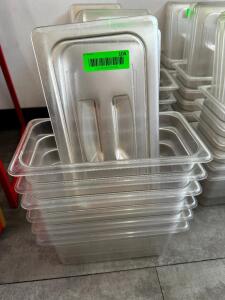 DESCRIPTION (6) 1/3 SIZE SIZE PLASTIC INSERTS W/ LIDS. THIS LOT IS: SOLD BY THE PIECE SIZE 6" DEEP LOCATION FRONT QTY 6