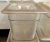 DESCRIPTION (6) 1/6 SIZE PLASTIC INSERTS W/ LIDS THIS LOT IS: SOLD BY THE PIECE SIZE 6" DEEP LOCATION FRONT QTY 6