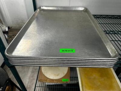 DESCRIPTION (6) FULL SIZE SHEET PANS ( CLEAN ) THIS LOT IS: SOLD BY THE PIECE LOCATION KITCHEN QTY 6