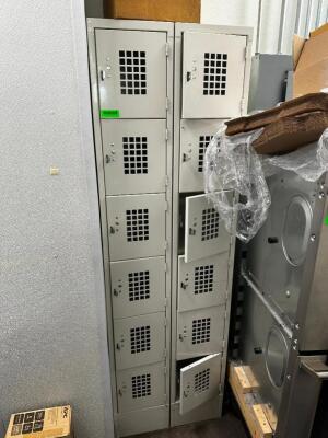 DESCRIPTION (2) SIX GROUP METAL LOCKER TOWERS. THIS LOT IS: SOLD BY THE PIECE LOCATION KITCHEN QTY 2