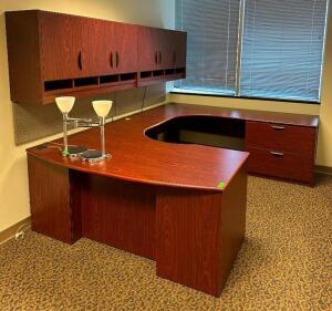 U-SHAPED DESK WITH WALL CABINETS