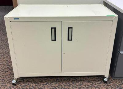 2-DOOR METAL CABINET ON CASTERS