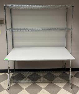 COMPOSITE TOP DESK WITH WIRE SHELF RACK