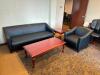 VINYL SOFA AND LOUNGE CHAIR WITH COFFEE TABLE AND SIDE TABLE - 2