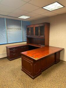 8' MULTI PIECE COMPLETE DESK SET WITH KEYS AND ACCESSORIES