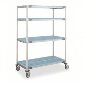 DESCRIPTION: (1) UTILITY CART BRAND/MODEL: METRO #3TJ72 INFORMATION: 4 SHELVES, ANTIMICROBIAL/CORROSION-RESISTANT SIZE: 62" X 26" X 67" H RETAIL$: $10