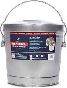 DESCRIPTION: (1) LOCKING LID CAN BRAND/MODEL: BEHRENS #6106K INFORMATION: GALVANIZED STEEL SIZE: 6 GALLON RETAIL$: $22.51 EA QTY: 1