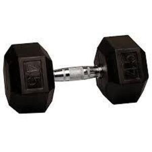 DESCRIPTION: (1) RUBBER BARBELL SIZE: 45 LB RETAIL$: $45.59 EA QTY: 1