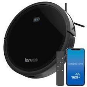 DESCRIPTION: (1) ROBOVAC, SMART OPTICS ROBOTIC VACUUM WITH WIFI CONTROL BRAND/MODEL: IONOVAC OPTIMAX INFORMATION: BLACK SIZE: REMOTE CONTROLLED OR APP