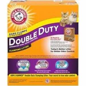 DESCRIPTION: (1) BOX OF DOUBLE DUTY ADVANCED CLUMPING LITTER BRAND/MODEL: ARM AND HAMMER SIZE: 40 LB RETAIL$: $20.00 EA QTY: 1