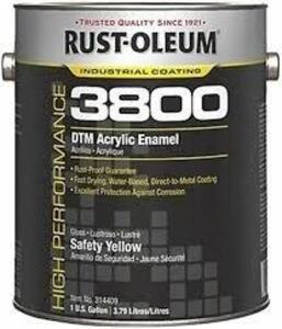 DESCRIPTION: (1) DTM ACRYLIC ENAMEL BRAND/MODEL: RUST-OLEUM #3800 INFORMATION: SAFETY YELLOW SIZE: 1 GALLON RETAIL$: $66.79 EA QTY: 1