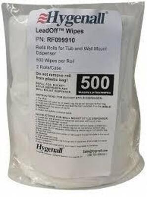 DESCRIPTION: (1) CASE OF (2) ROLLS OF LEAD REMOVING WIPES BRAND/MODEL: HYGENALL #RF099910 RETAIL$: $144.12 EA QTY: 1