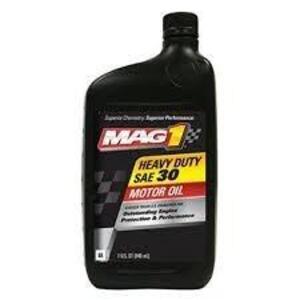 DESCRIPTION: (6) MOTOR OIL BRAND/MODEL: MAG 1 INFORMATION: SAE 30 SIZE: 1 QT RETAIL$: $7.00 EA QTY: 6