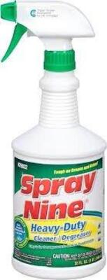 DESCRIPTION: (4) HEAVY DUTY CLEANER AND DEGREASER BRAND/MODEL: SPRAY NINE SIZE: 32 OZ RETAIL$: $6.00 EA QTY: 4