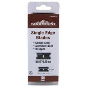 DESCRIPTION: (6) PACKS OF (100) SINGLE EDGE RAZOR BLADES BRAND/MODEL: PARAMOUNT #23059025 SIZE: 0.009 RETAIL$: $5.38 EA QTY: 6